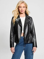 Ivy Faux-Leather Peplum Moto Jacket