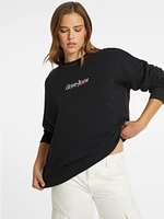 Oversized Contrast Piping Logo Sweatshirt