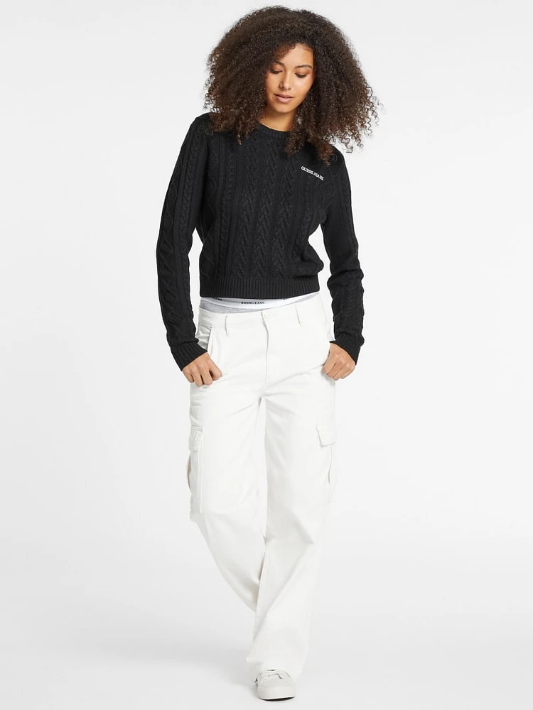 Wool-Blend Cable-Knit Sweater