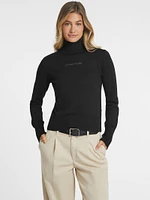 Silk and Wool-Blend Turtleneck Logo Sweater