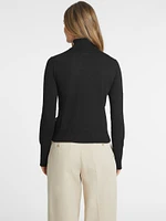 Silk and Wool-Blend Turtleneck Logo Sweater