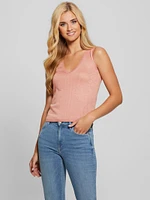 Janine Rhinestone Sweater-Knit Top