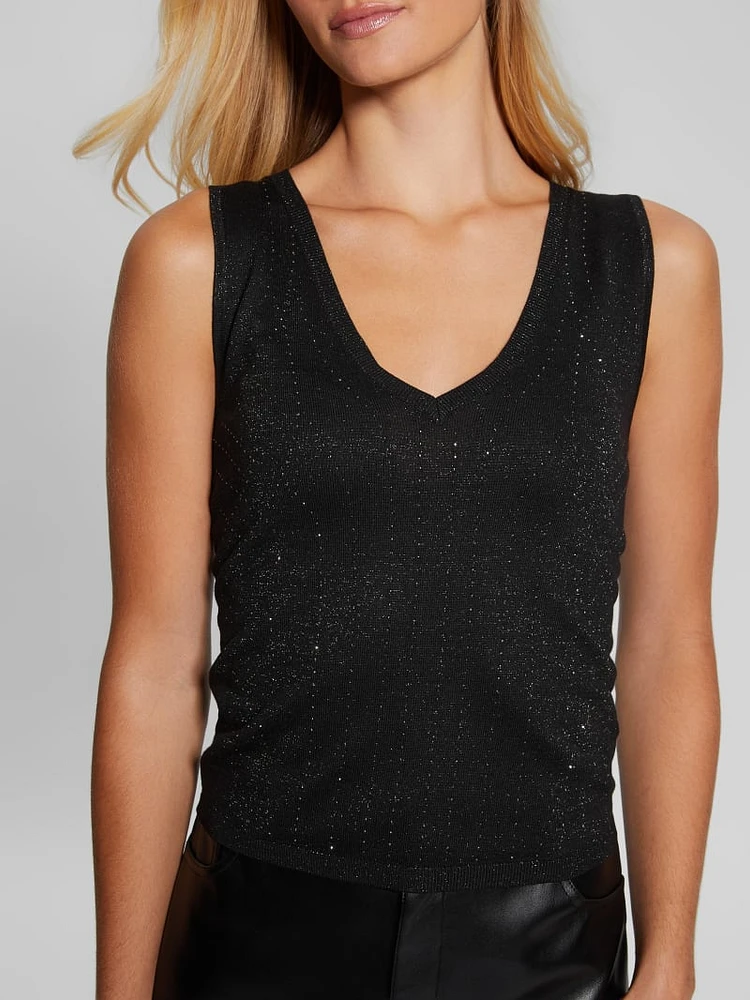 Janine Rhinestone Sweater-Knit Top