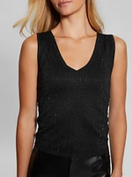 Janine Rhinestone Sweater-Knit Top