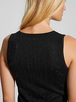 Janine Rhinestone Sweater-Knit Top