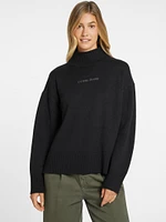 Wool-Blend Turtleneck Logo Sweater