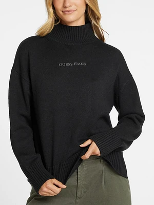 Wool-Blend Turtleneck Logo Sweater