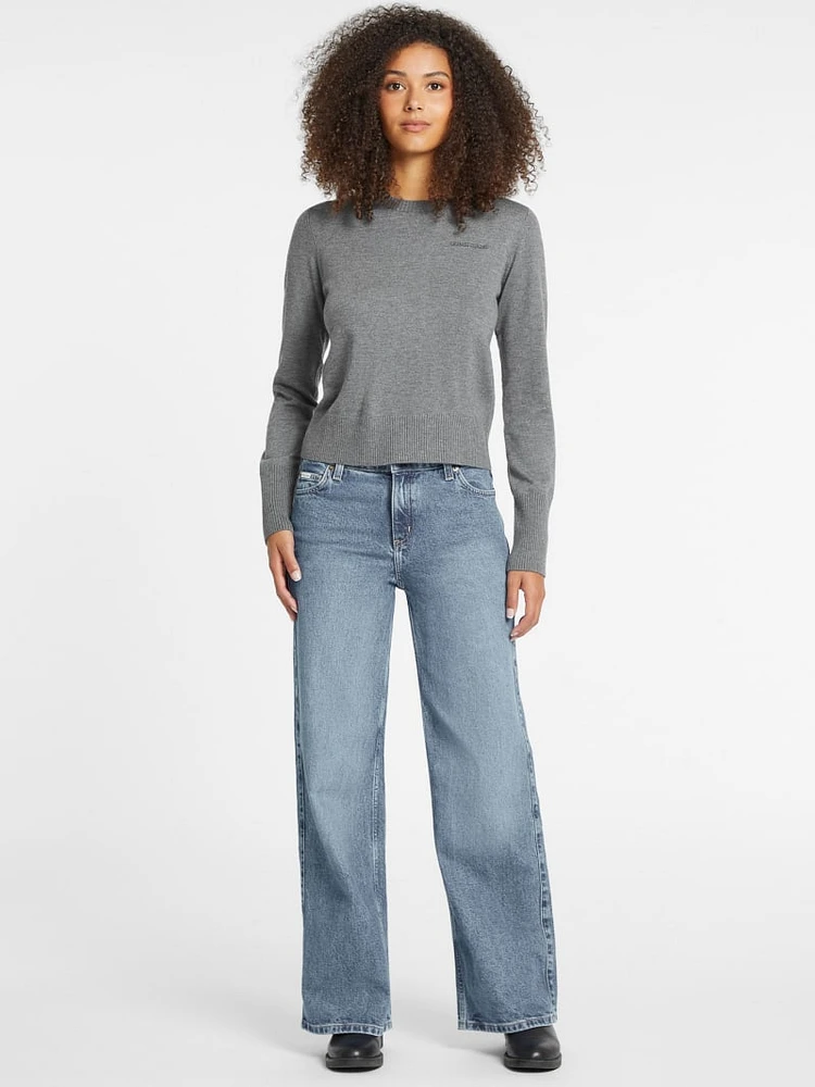 Silk and Wool-Blend Crew Logo Sweater