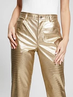 Ambra Metallic Faux-Leather Pants