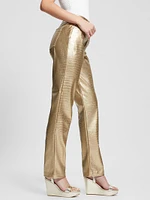 Ambra Metallic Faux-Leather Pants