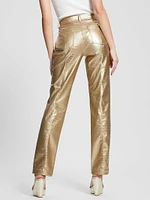 Ambra Metallic Faux-Leather Pants