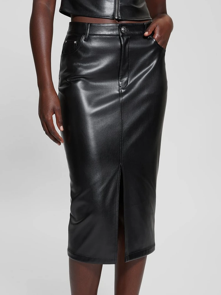 Celine Faux-Leather Skirt