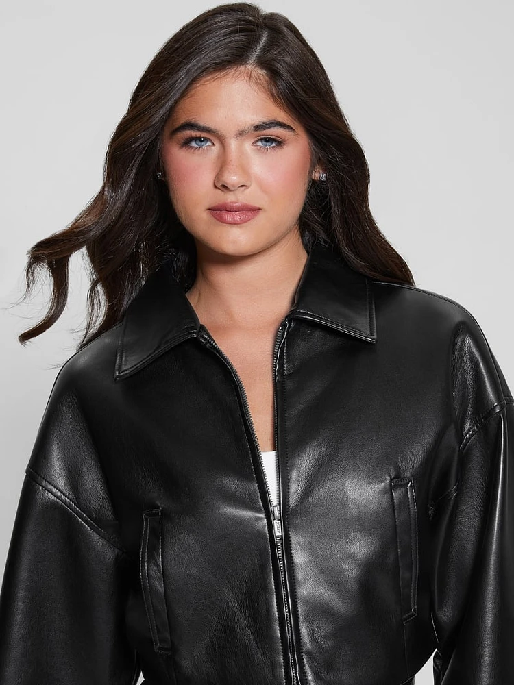 Amy Faux-Leather Crop Jacket