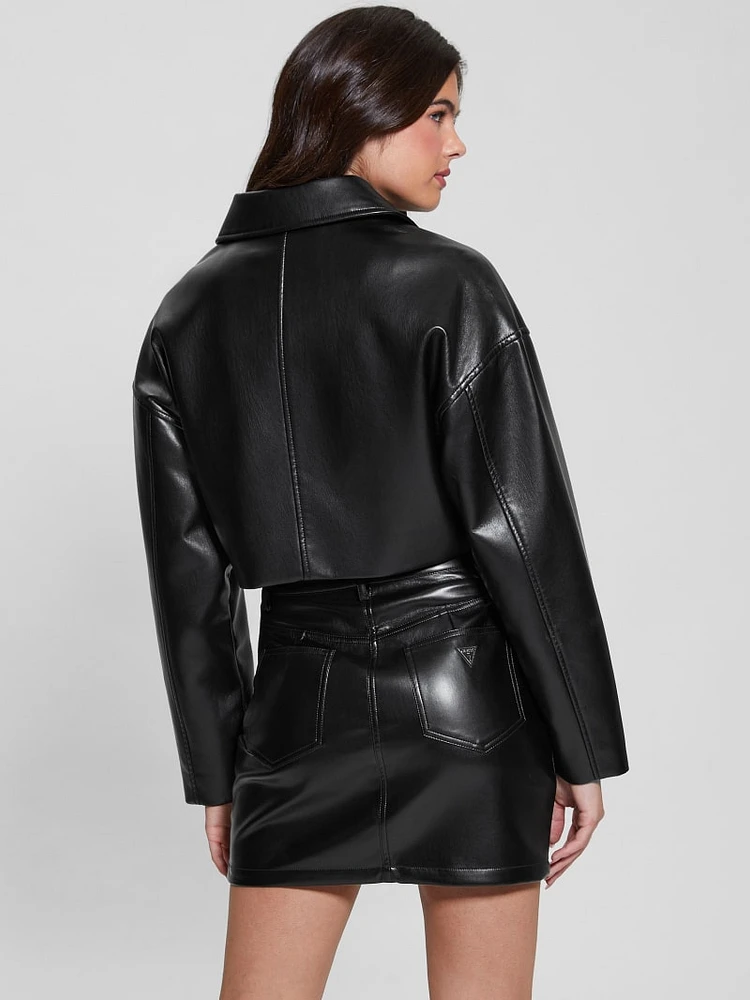 Amy Faux-Leather Crop Jacket