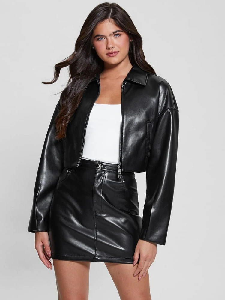 Amy Faux-Leather Crop Jacket