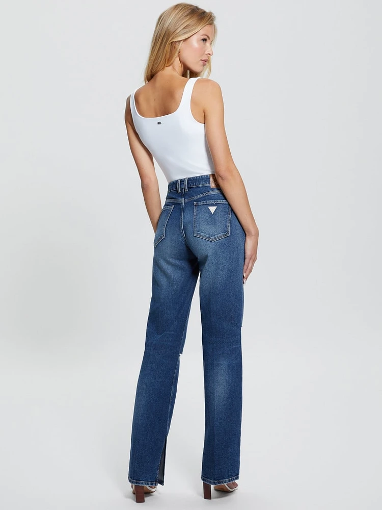 Eco Paulette Flare Split Denim Pants