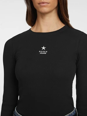 Slim Rib-Knit Star Tee