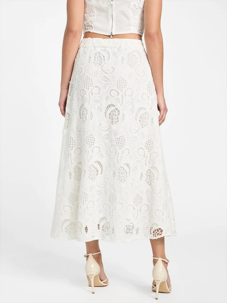 Eco Domitille Long Embroidered Skirt