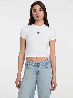 Eco Crewneck Star Crop Tee
