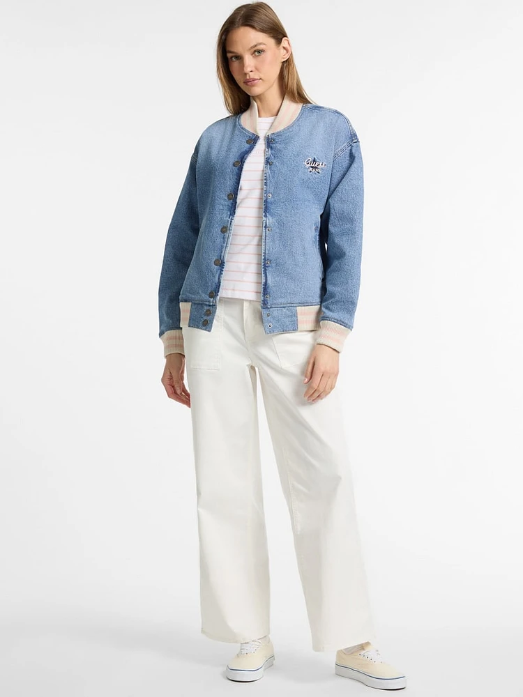 Eco Denim Varsity Jacket