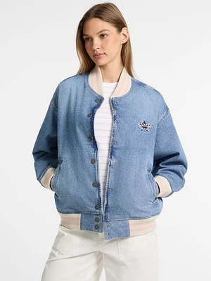 Eco Denim Varsity Jacket