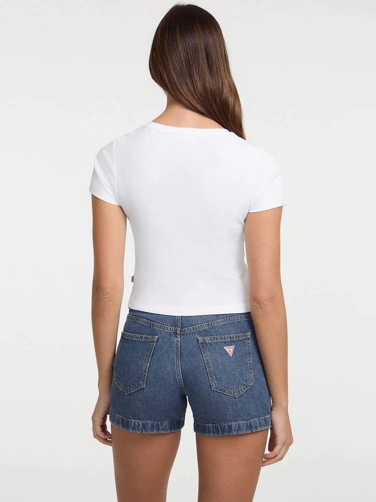 Eco Crewneck Embroidered Top