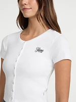 Eco Crewneck Embroidered Top