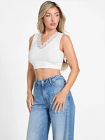 Raquel Lace-Trim Seamless Crop Top