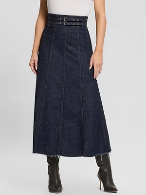 Pam Belted Midi Denim Skirt