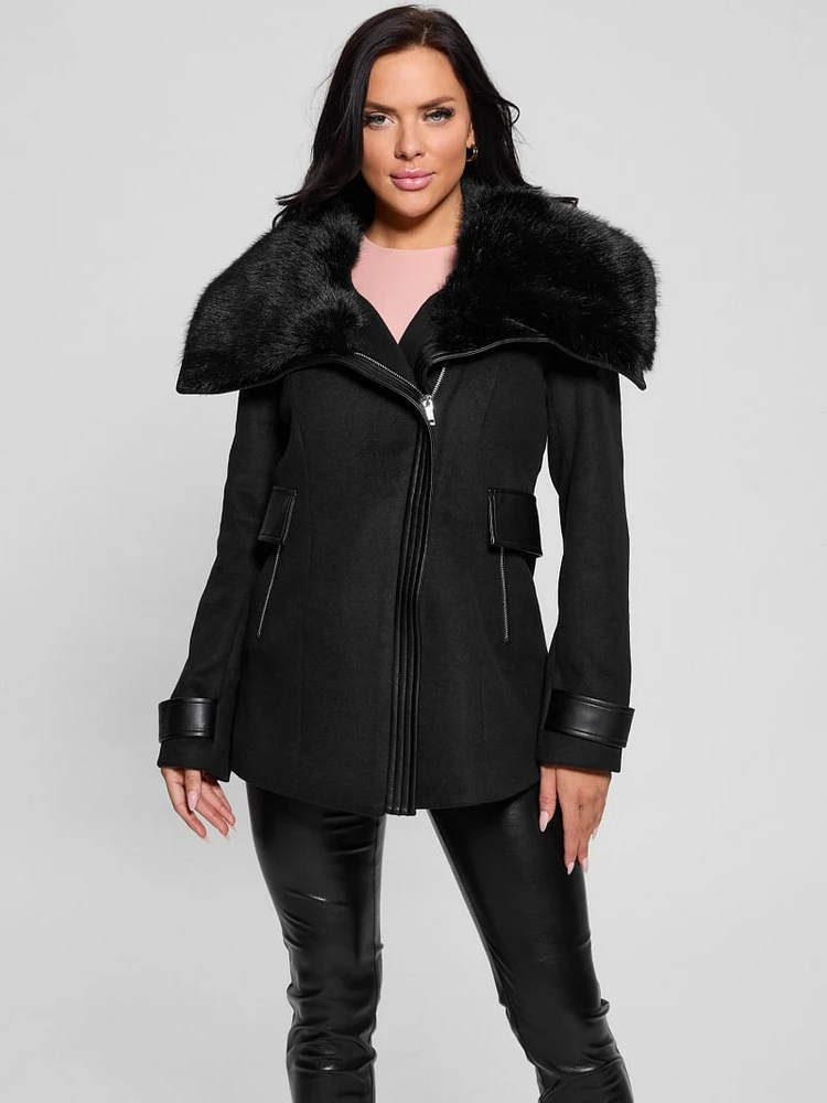 Lilia Faux-Fur Collar Coat