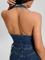 Eco Claire Denim Halter Jumpsuit