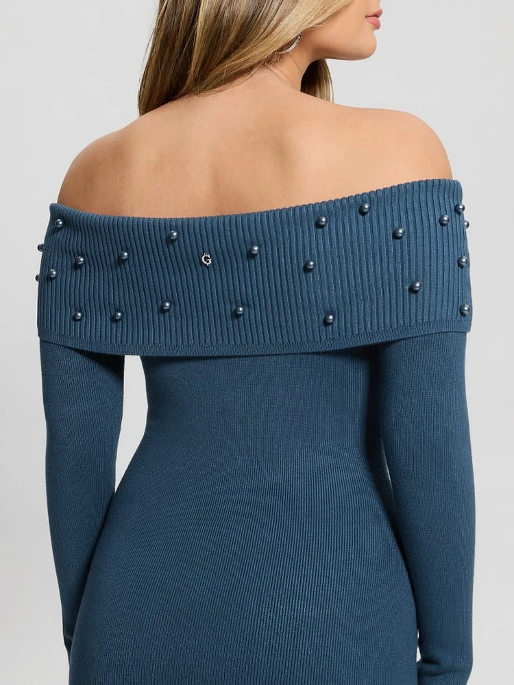 Eco Amber Off-the-Shoulder Cable Dress
