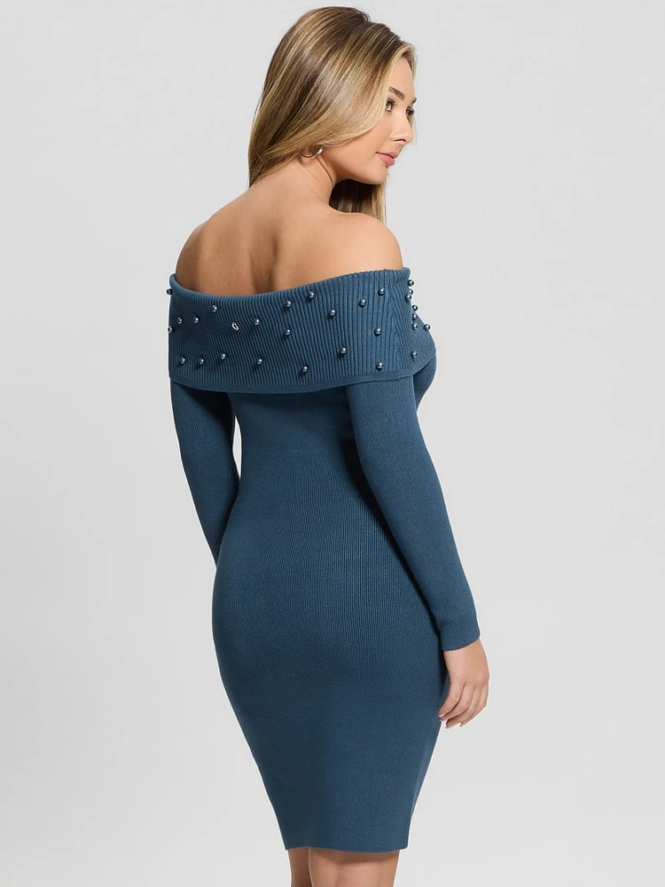 Eco Amber Off-the-Shoulder Cable Dress