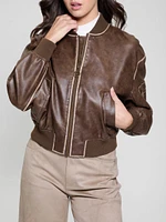 Angelique Vintage Faux-Leather Flight Jacket