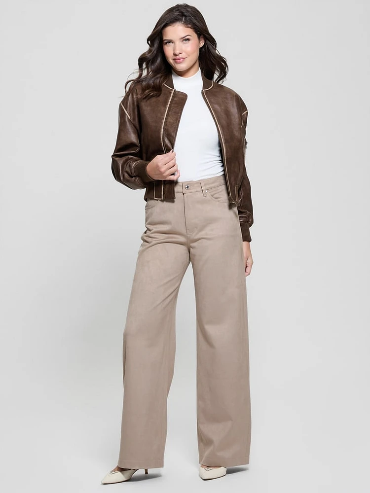 Angelique Vintage Faux-Leather Flight Jacket