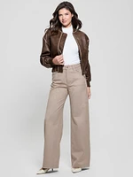 Angelique Vintage Faux-Leather Flight Jacket