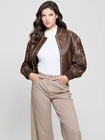 Angelique Vintage Faux-Leather Flight Jacket