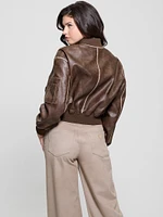 Angelique Vintage Faux-Leather Flight Jacket