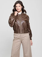 Angelique Vintage Faux-Leather Flight Jacket