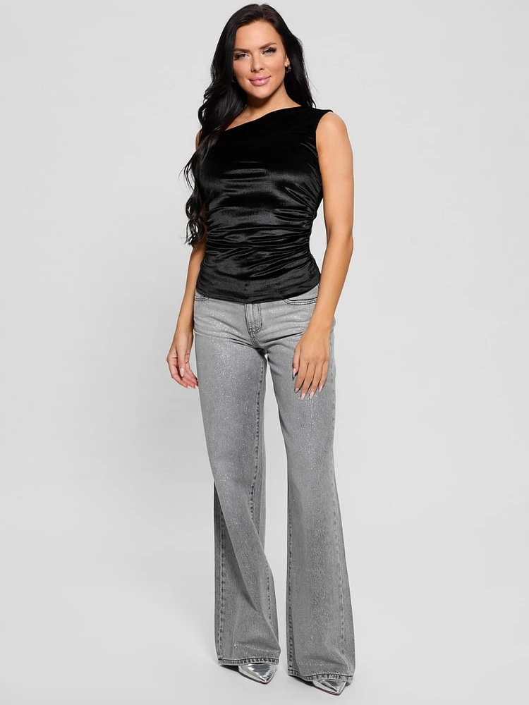 Eco Janet One-Shoulder Velvet Top