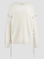 Elliss Rhinestone Wool-Blend Chain Sweater