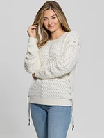Elliss Rhinestone Wool-Blend Chain Sweater