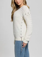Elliss Rhinestone Wool-Blend Chain Sweater