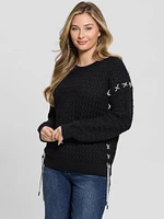 Elliss Rhinestone Wool-Blend Chain Sweater