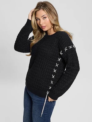 Elliss Rhinestone Wool-Blend Chain Sweater