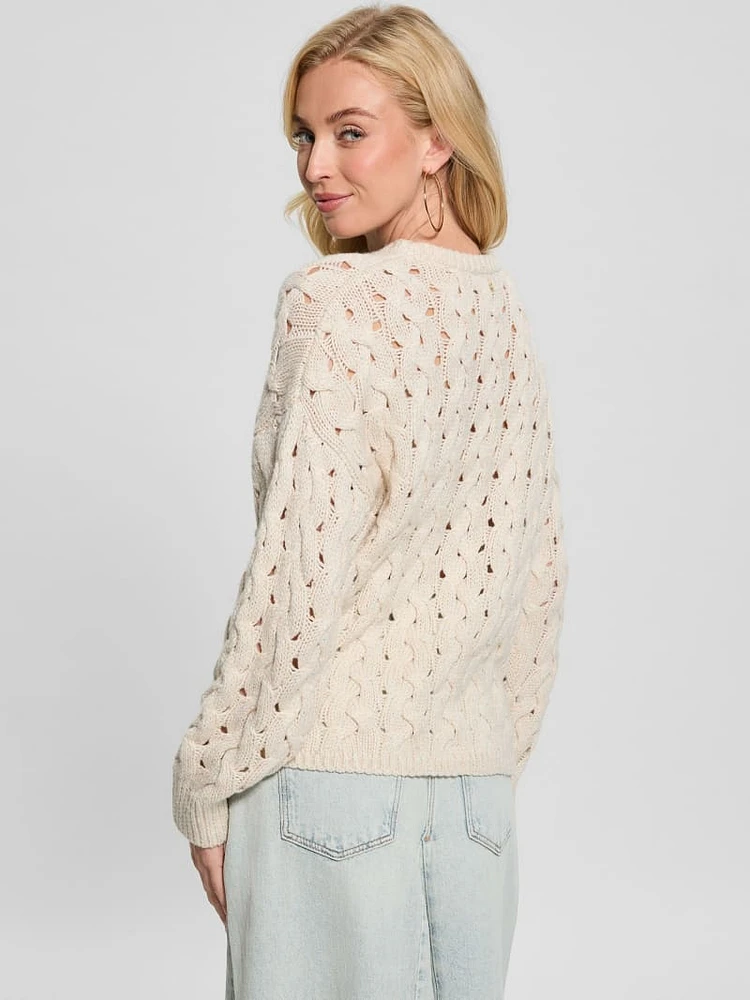 Tawnya Sequin Open-Knit Sweater