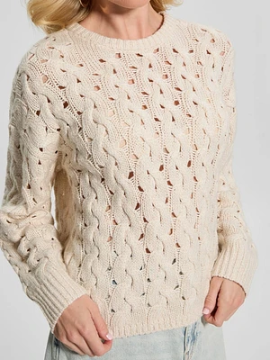 Tawnya Sequin Open-Knit Sweater