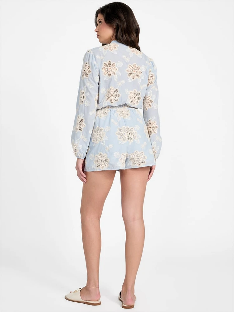Hazel Embroidered Eyelet Romper