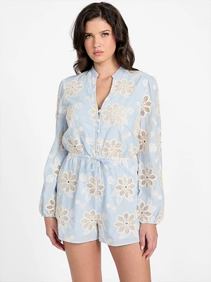 Hazel Embroidered Eyelet Romper