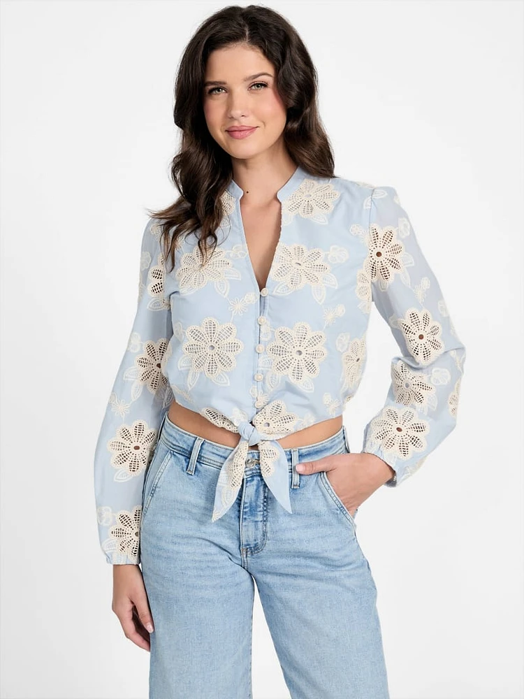Hazel Embroidered Eyelet Top